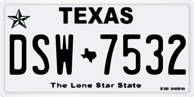 TX license plate DSW7532