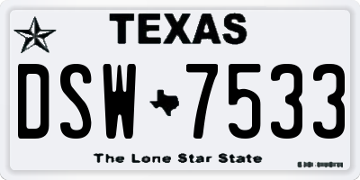 TX license plate DSW7533