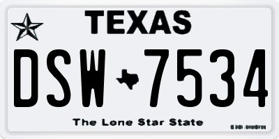 TX license plate DSW7534