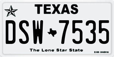 TX license plate DSW7535