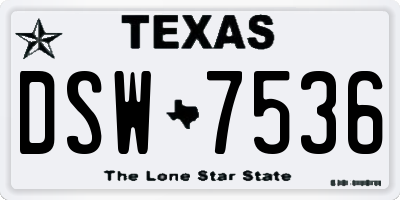 TX license plate DSW7536