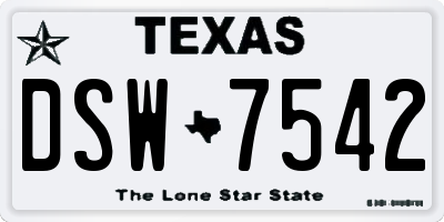 TX license plate DSW7542