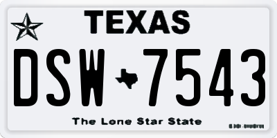 TX license plate DSW7543