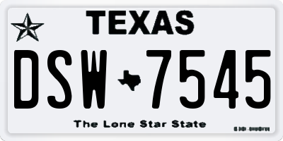 TX license plate DSW7545
