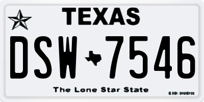 TX license plate DSW7546
