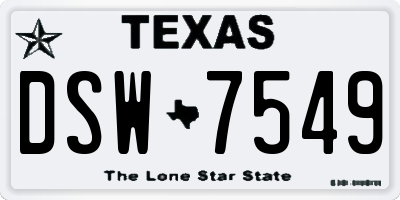 TX license plate DSW7549