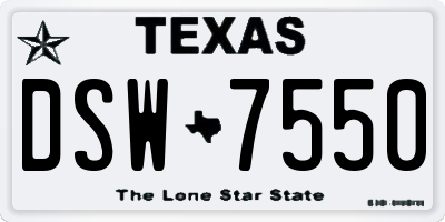 TX license plate DSW7550