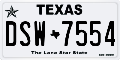 TX license plate DSW7554