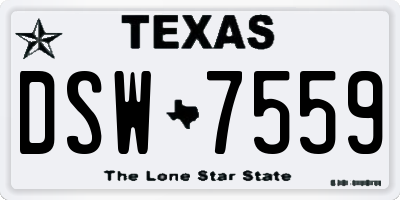TX license plate DSW7559