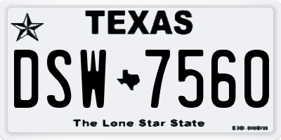 TX license plate DSW7560