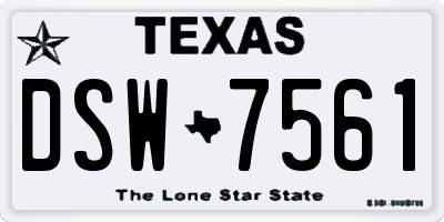 TX license plate DSW7561