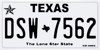 TX license plate DSW7562