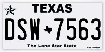 TX license plate DSW7563