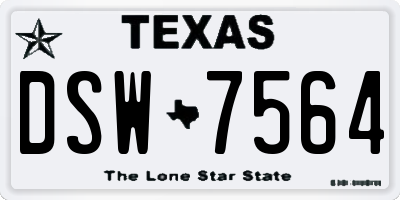 TX license plate DSW7564