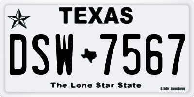 TX license plate DSW7567