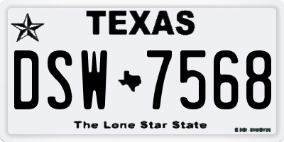 TX license plate DSW7568