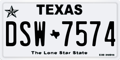TX license plate DSW7574