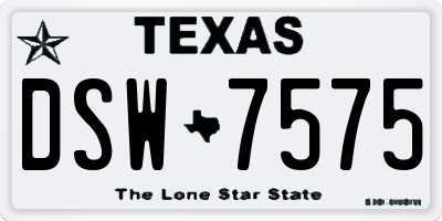 TX license plate DSW7575