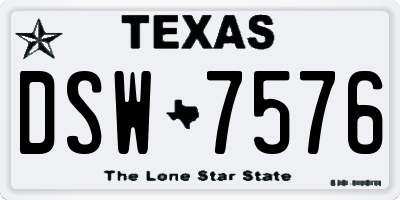TX license plate DSW7576