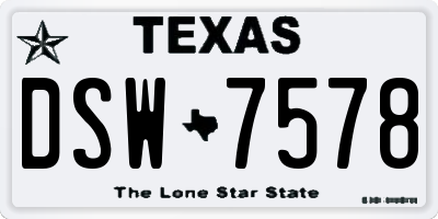 TX license plate DSW7578