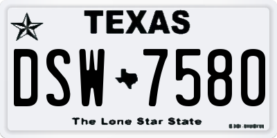 TX license plate DSW7580