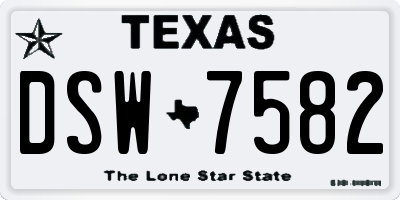 TX license plate DSW7582