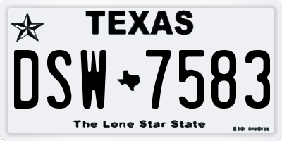 TX license plate DSW7583