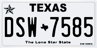TX license plate DSW7585