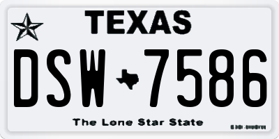 TX license plate DSW7586