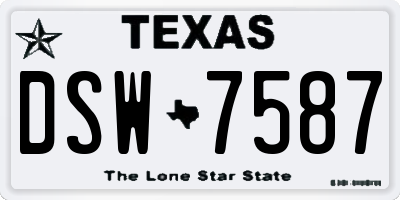 TX license plate DSW7587