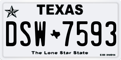 TX license plate DSW7593