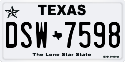 TX license plate DSW7598