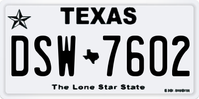 TX license plate DSW7602