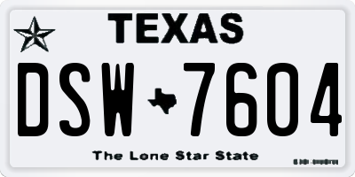 TX license plate DSW7604