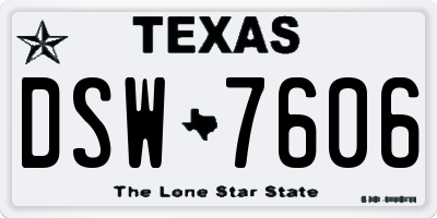 TX license plate DSW7606