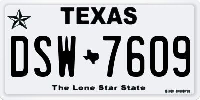 TX license plate DSW7609