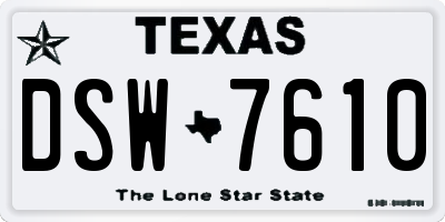 TX license plate DSW7610