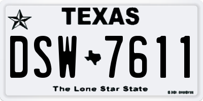 TX license plate DSW7611