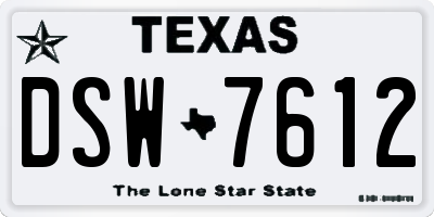 TX license plate DSW7612