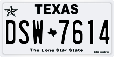 TX license plate DSW7614