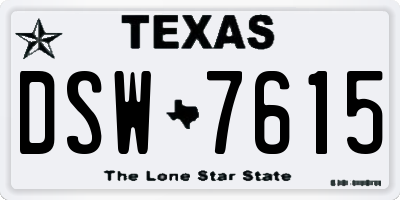 TX license plate DSW7615