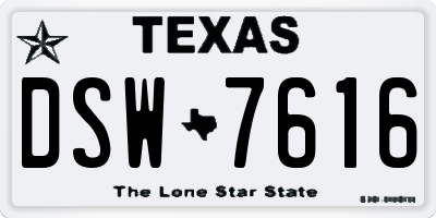 TX license plate DSW7616