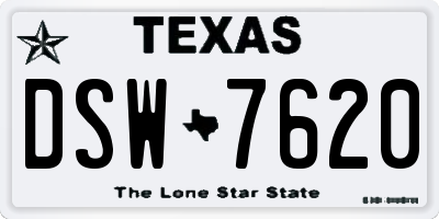TX license plate DSW7620