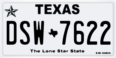 TX license plate DSW7622