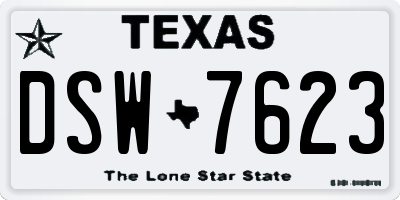 TX license plate DSW7623