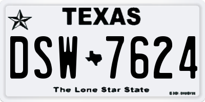 TX license plate DSW7624