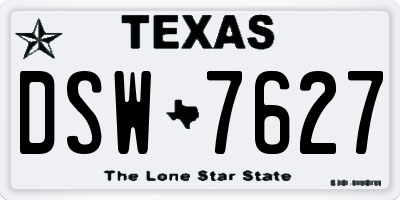 TX license plate DSW7627