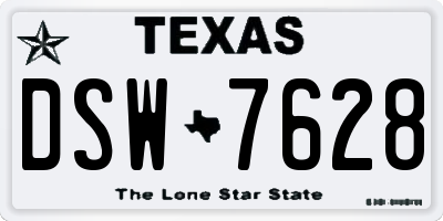 TX license plate DSW7628