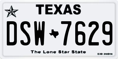 TX license plate DSW7629