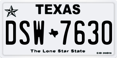 TX license plate DSW7630